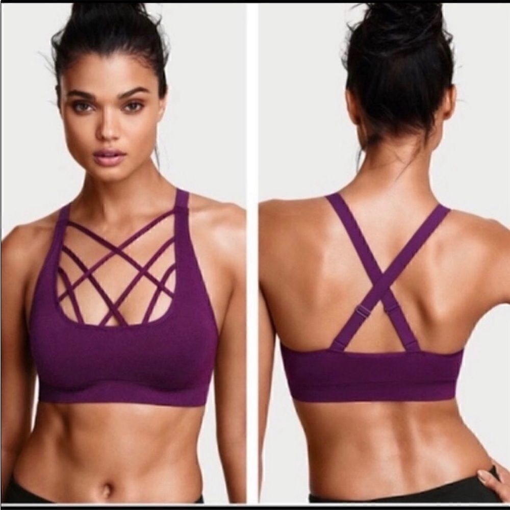Victoria Sport Women's Purple Strappy Front With Cross Back Sports Bra Size M - Picture 1 of 7